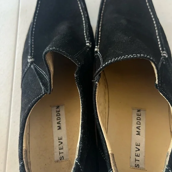 steve madden Flex moccasin Shoes Men’s 8.5 Black Leather Upper Casual Comfy - Picture 2 of 6